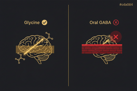 Comparison of glycine and oral GABA showing glycine's stronger evidence and brain absorption for sleep