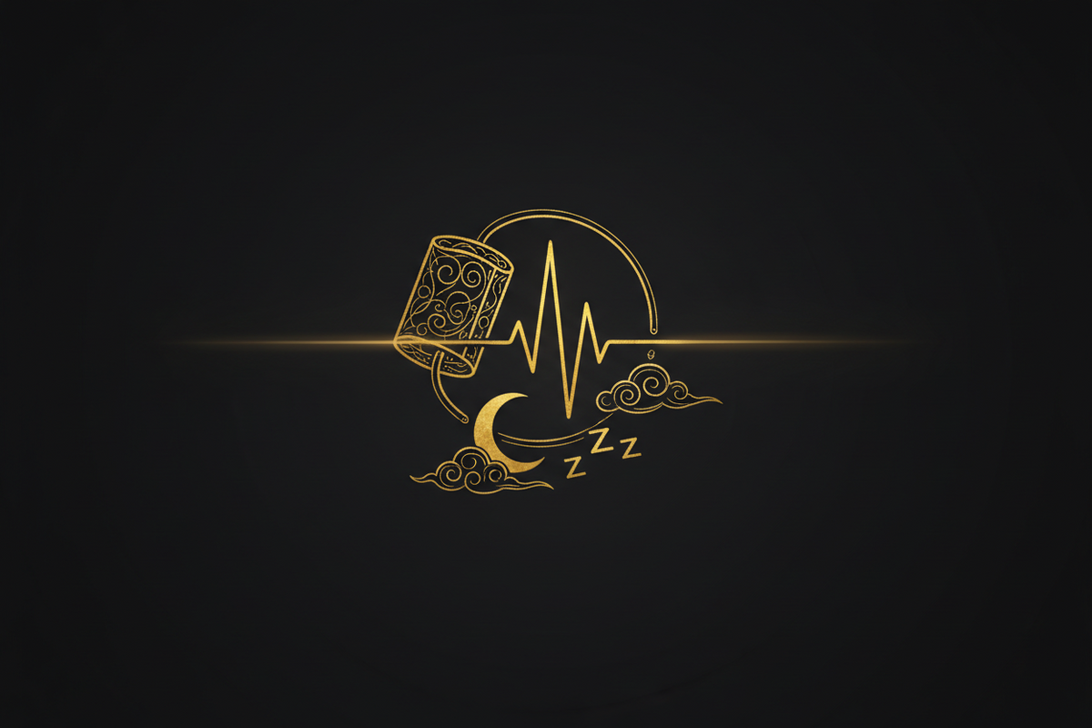 Sleep and blood pressure, gold motif on black