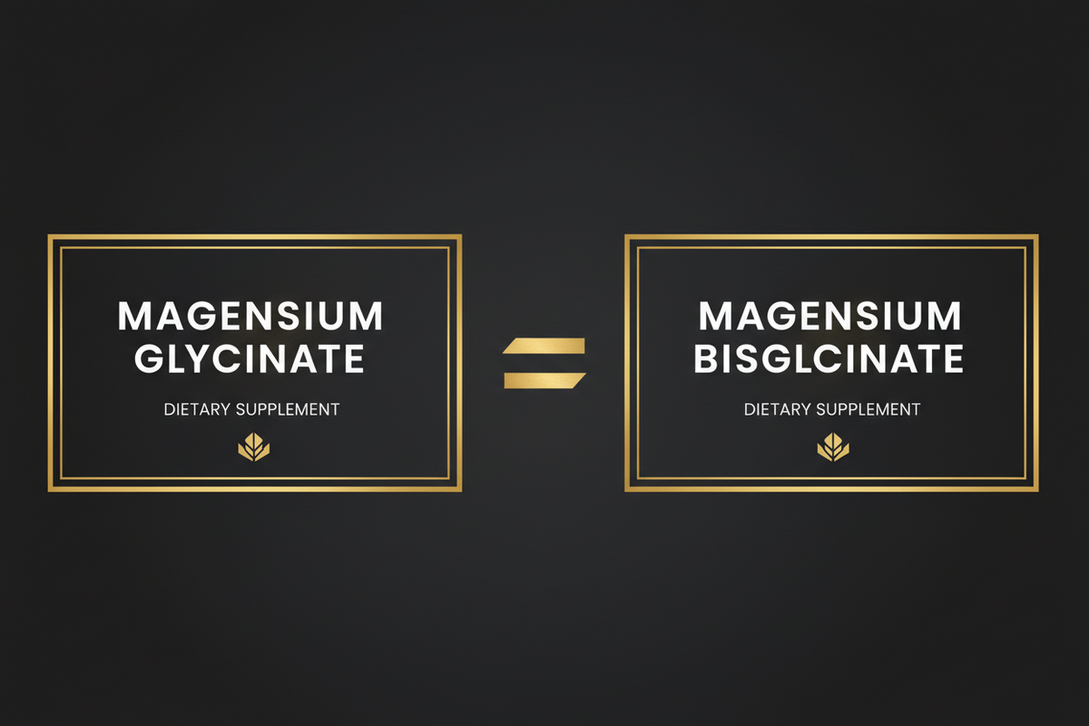 Comparison showing magnesium glycinate and bisglycinate are the same chelated compound