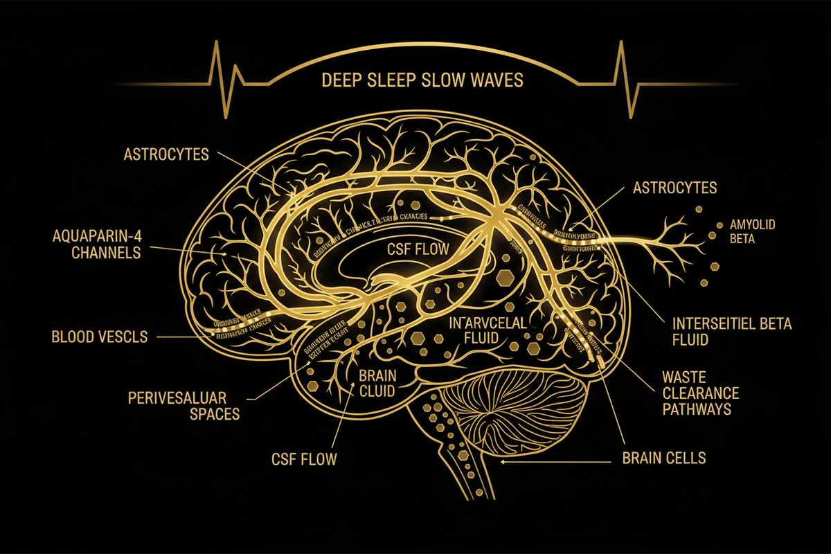 Diagram of glymphatic clearance during deep sleep