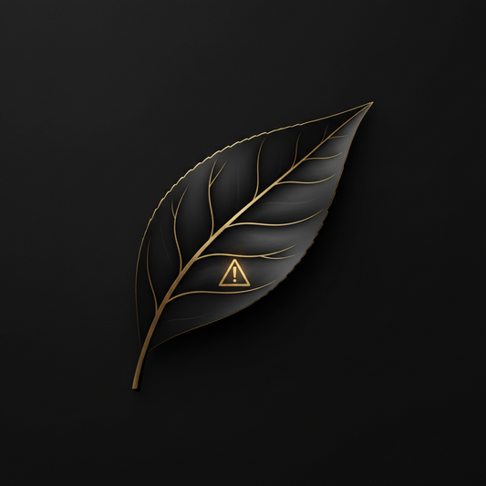 L-theanine and sleep with a caution accent, gold on black