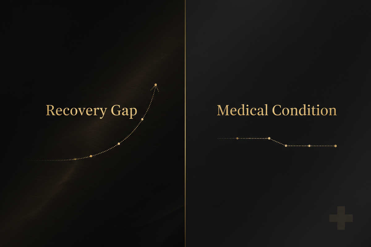Decision guide showing three conditions a sleep supplement cannot fix versus the recovery gap it supports