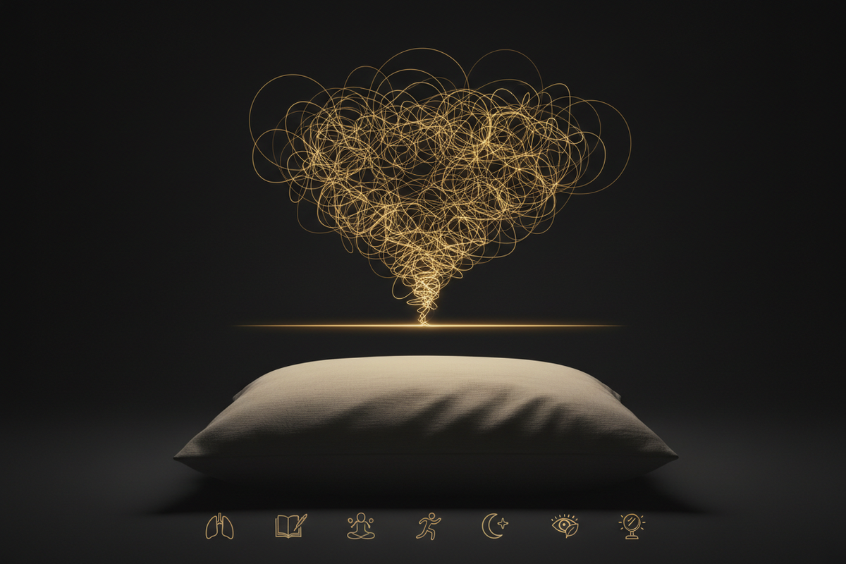 Seven methods to lower arousal and stop racing thoughts before sleep