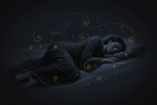 How to fall asleep faster naturally, gold wind-down motif on black