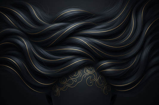 Sleep and hair health, gold accent motif on black
