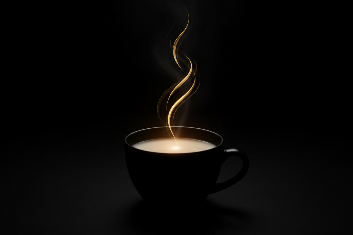 Does warm milk help you sleep, gold warm-cup motif on black